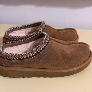 UGG Brown Suede Shearling Lined Slip-On Slippers
